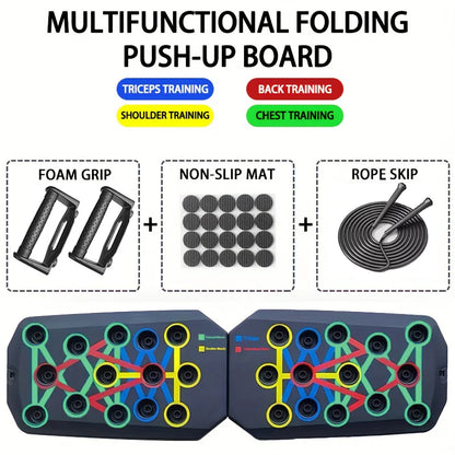 Portable 9-in-1 Push-Up Board Set with Foldable Handles-Multifunctional Fitness Equipment for Chest, Abs, and Full-Body Workouts