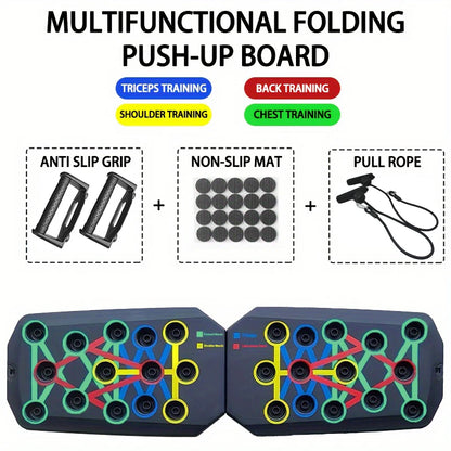 Portable 9-in-1 Push-Up Board Set with Foldable Handles-Multifunctional Fitness Equipment for Chest, Abs, and Full-Body Workouts